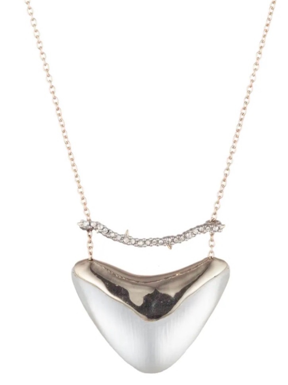 Alexis Bittar - SILVER LUCITE CRYSTAL ENCRUSTED BAR AND SHIELD GOLD NECKLACE